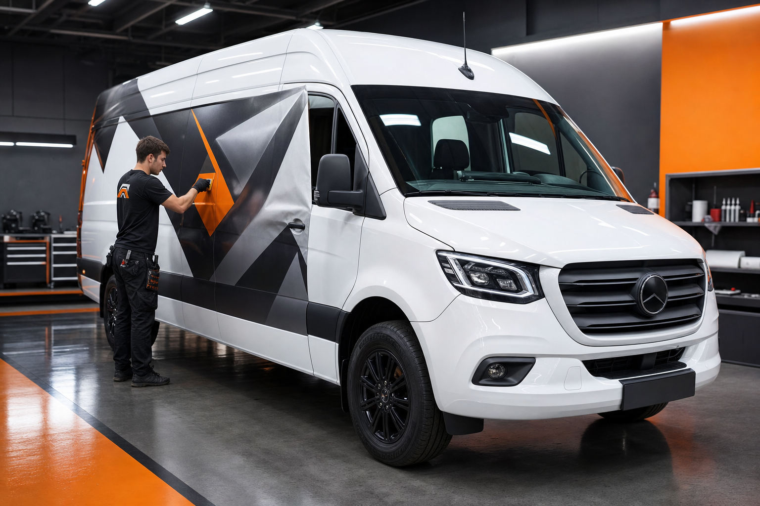 Commercial van wrap install
